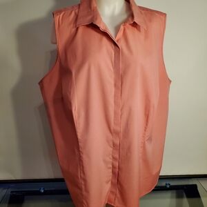 Talbots Sleeveless Coral Button Down Shirt 22W